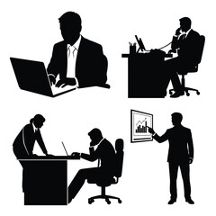 Business professionals working together in a modern office environment viewed from above