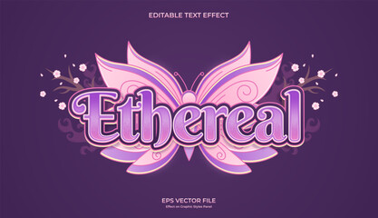 decorative purple butterfly editable text effect design
