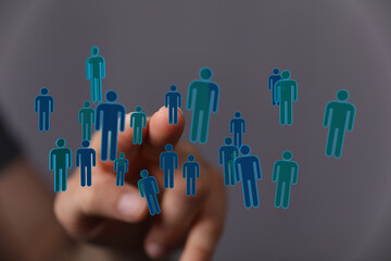 Abstract image representing digital human connection, cloud computing, social network, and teamwork concept wit