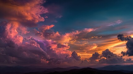 Fototapeta premium vivid dramatic sunset sky with clouds