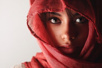 Fototapeta premium Young Arab woman on a white background