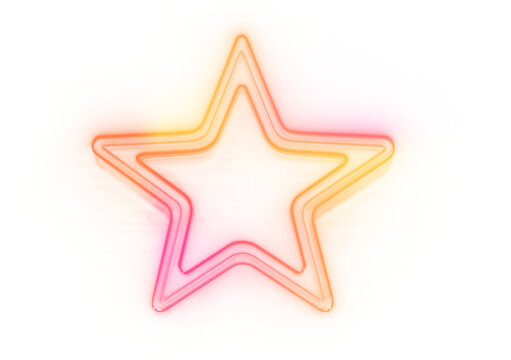 Gradient purple, yellow star frame with electric LED illumination and futuristic borders. Star line edges display soft light in PNG with subtle gradient. Neon appears one time as visual detail.
