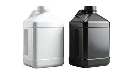 Two empty white plastic containers isolated on transparent background