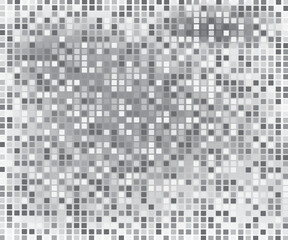 Disco ball silver pattern. Grey square mosaic backdrop. Night club metallic background with mirror foil texture. Vector illustration of vintage abstract shining grayscale halftone wallpaper.
