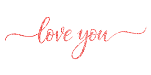 Love you red glitter text isolated on white