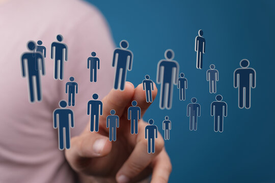 Abstract image showing network of people connected by a touch interface representing global business or social - Powered by Adobe