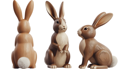 Easter sunday bunny rabbits isolated on transparent background