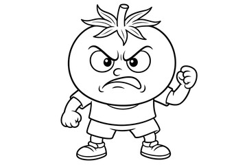 Fototapeta premium Coloring pages for kids and adults, angry tomato.