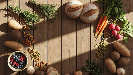 Rustic table display of fresh produce