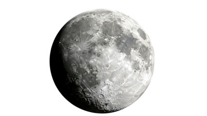 Closeup of the Moon with Cratered Surface Against Black Background
