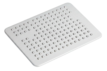 Silver stainless steel plate with raised tactile dots texture isolated with transparent background