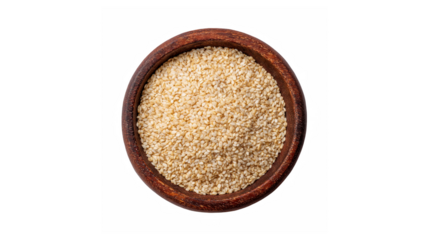 A bowl of sesame seeds viewed from above