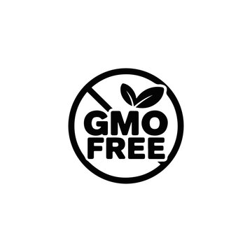 GMO free logo with leaf symbol on white background