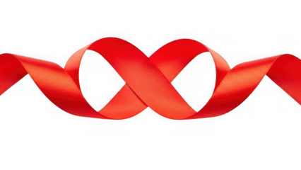 Dynamic red ribbon wave isolated on transparent background