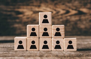 Team Hierarchy Pyramid with Person Icons – Organization, Leadership, Abstract, Conceptual, Structure, Management, Group Dynamics