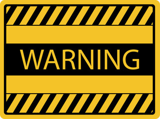 Vibrant Yellow Warning Sign Vector with Bold Black Stripes and Clear Text Design