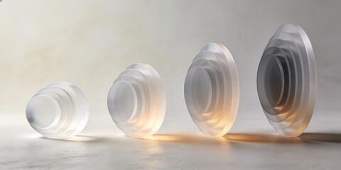 Elegant transparent glass or plastic discs in various sizes
