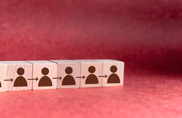 Sequential Team Blocks with Arrow Icons – Communication Flow, Networking, Abstract, Conceptual, Business Process, Collaboration