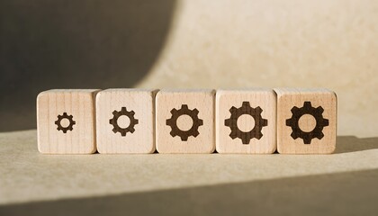 Gear Blocks in Ascending Order – Process Growth, Development Stages, Abstract, Conceptual, Business Strategy, Engineering