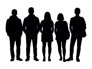 Silhouettes of Five People Standing