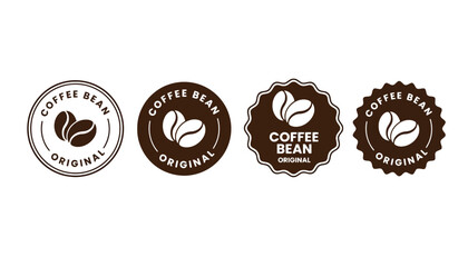 Four different coffee bean logos on a white background