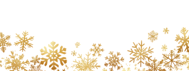 Golden snowflakes on transparent background