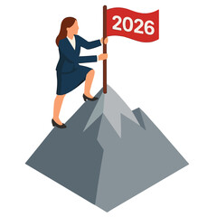 vector illustration of a businessman standing on top in 2026