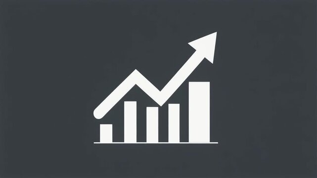White Line Graph with Jagged Upward Trend and Bars on Dark Gray Background bar chart
