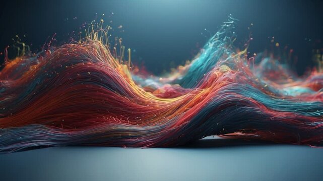 3D render fantastic abstract line particle background visual art