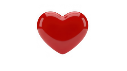 3d red heart icon isolated on transparent background