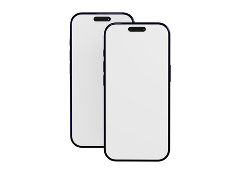 Two modern smartphone mockups isolated on white. Perfect for showcasing app designs or tech concepts. Minimalist