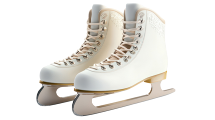 White ice skates on transparent background