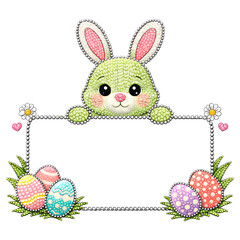 Bling Easter Bunny Frame PNG