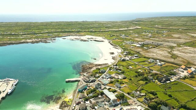 Aerial view of Inis M&oacute;r Arran Island Ireland