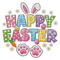 Happy Easter Rhinestone PNG