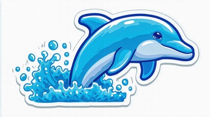 Obraz premium Cartoon dolphin leaping from the water