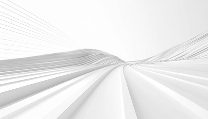 Abstract white futuristic technology background with flowing geometric lines and digital perspective