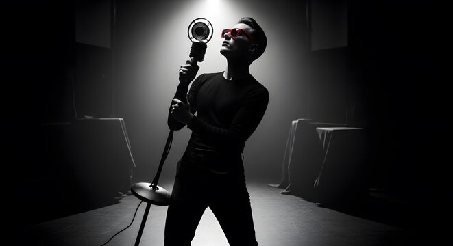 Silhouette of singer performing on stage