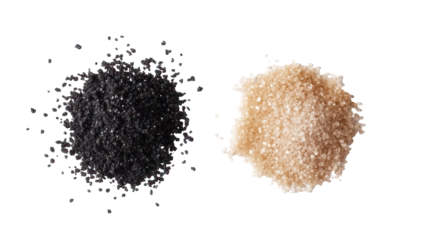 Black and brown granules on transparent background