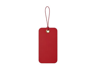 Red price tag with string isolated on transparent background