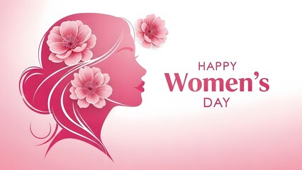 Happy women's day celebration with floral silhouette