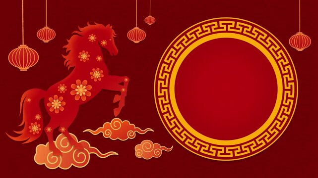 Chinese new year of the horse background with traditional decoration Chinese