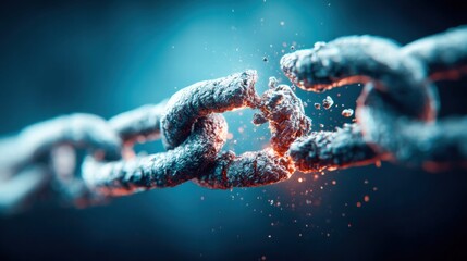 A dramatic image of a chain breaking apart, representing freedom from constraints and challenges.