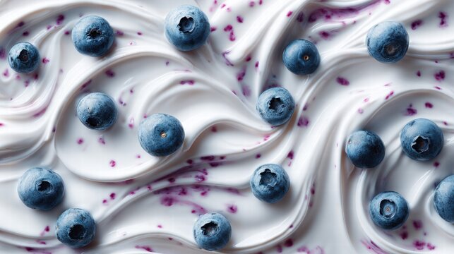 Blueberries in creamy yogurt swirl