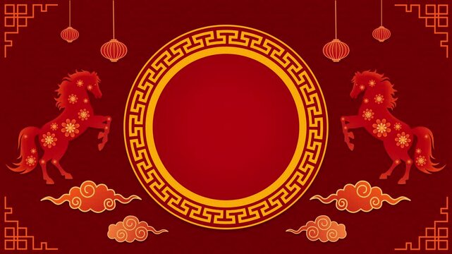 Chinese new year plum blossom and lanterns decorations background gate Chinese lantern