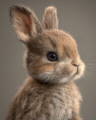 Obraz premium baby bunny calm studio-style portrait, realistic fur texture
