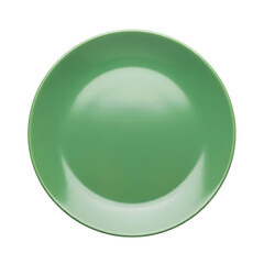A single green empty plate top view isolated on a white or transparent background