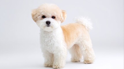 Obraz premium An Asian pet groomer against a white backdrop