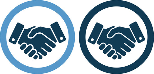 Fototapeta premium Vector icons of handshake and shield on brick wall for business security