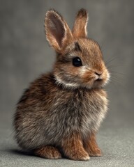 Obraz premium baby bunny calm studio-style portrait, realistic fur texture
